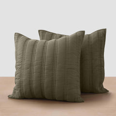 Organic Stonewashed Percale Channel Quilt Euro Shams