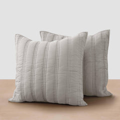 Organic Stonewashed Percale Channel Quilt Euro Shams