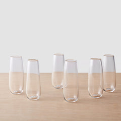 Apasco Recycled Stemless Flute Glasses - 13.5 oz - Set of 6