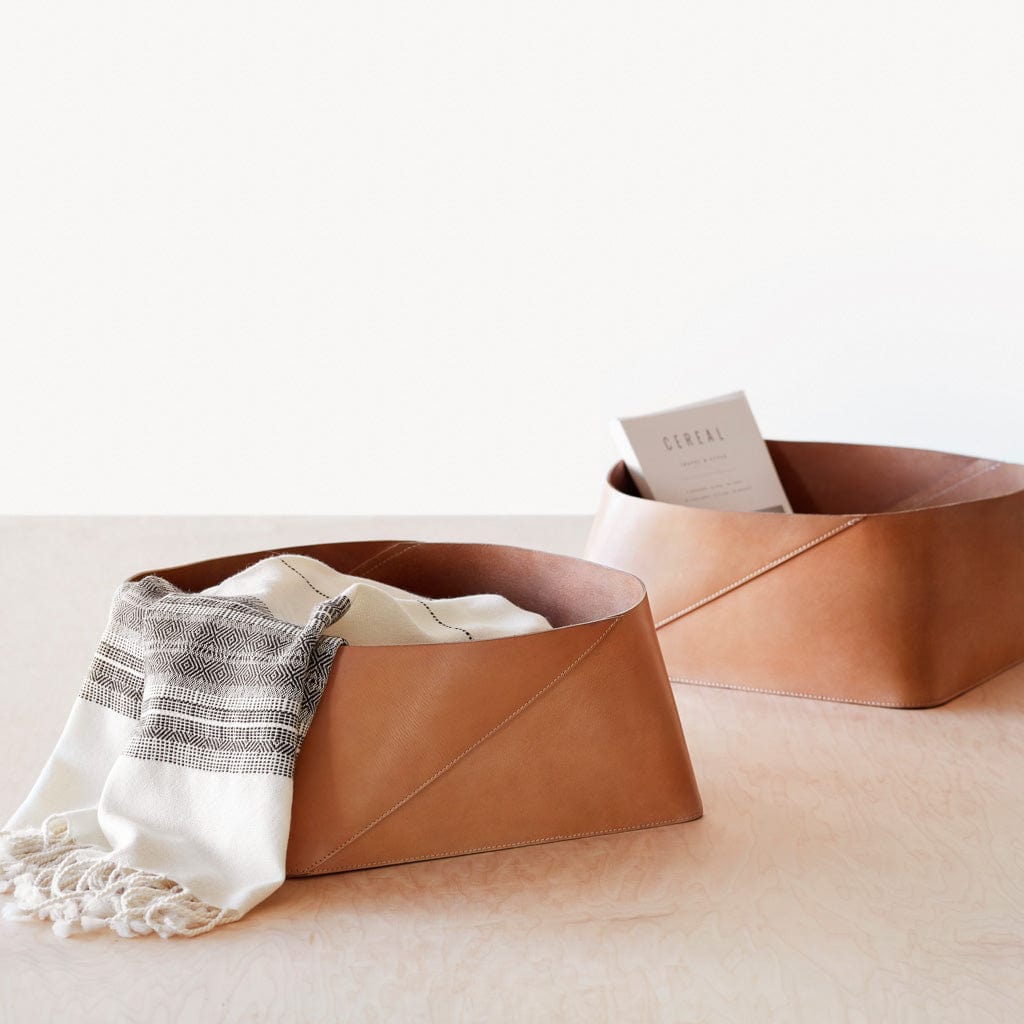 Azad Low Leather Storage Bin
