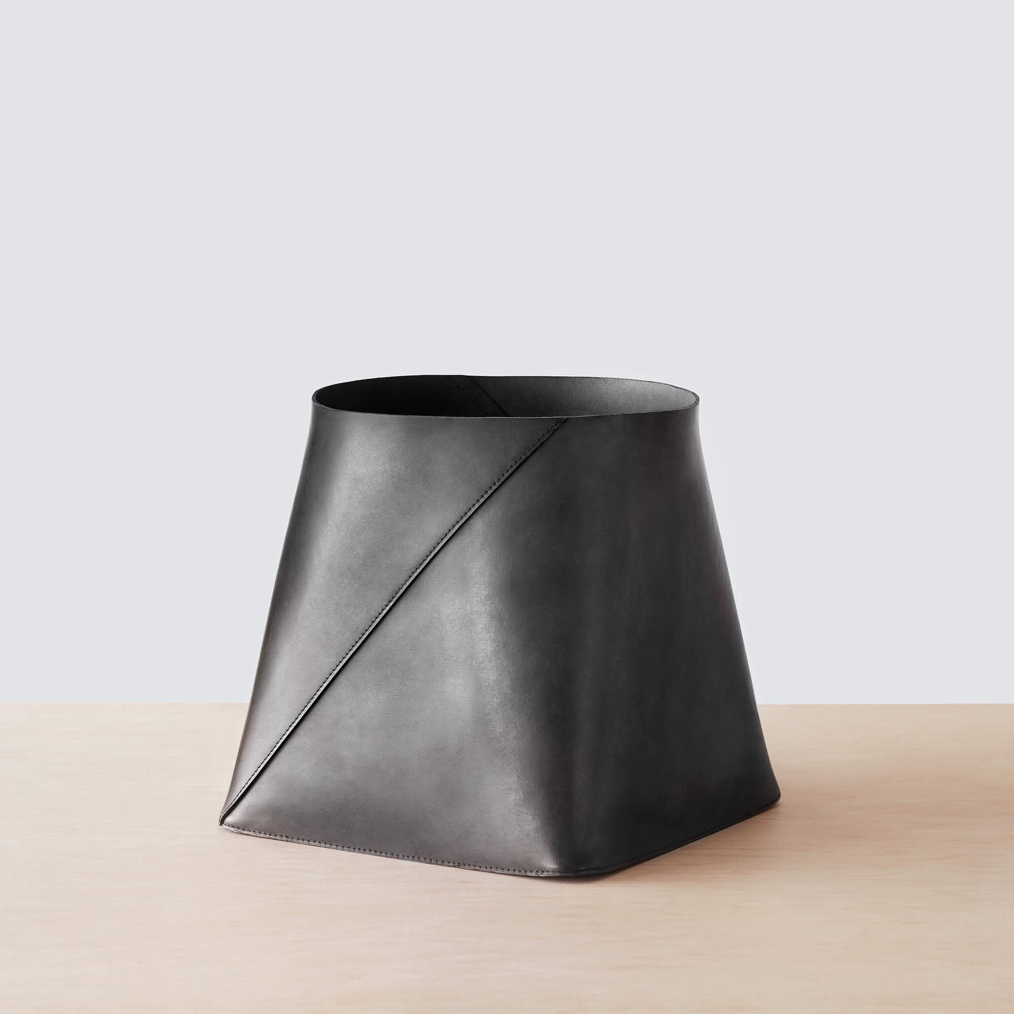 Azad Tall Leather Storage Bins - Black