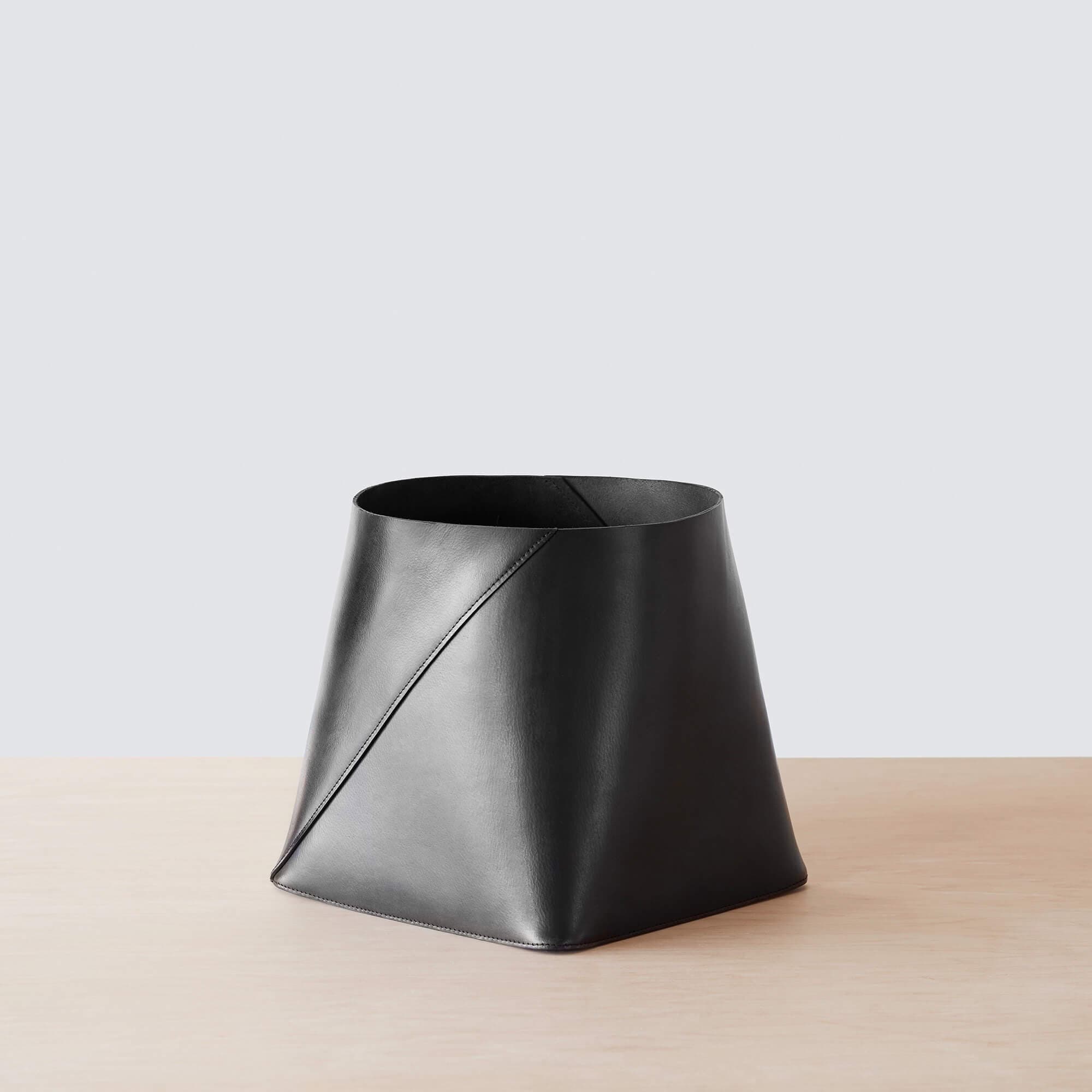 Azad Tall Leather Storage Bins - Black