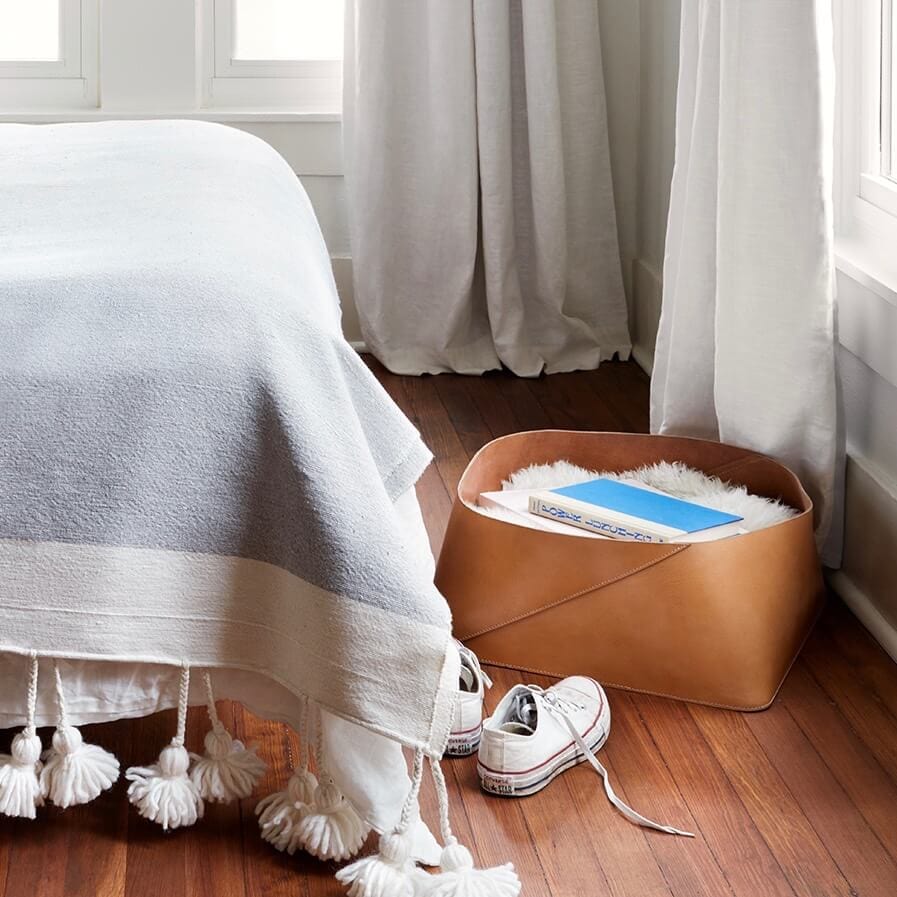 Azad Low Leather Storage Bin