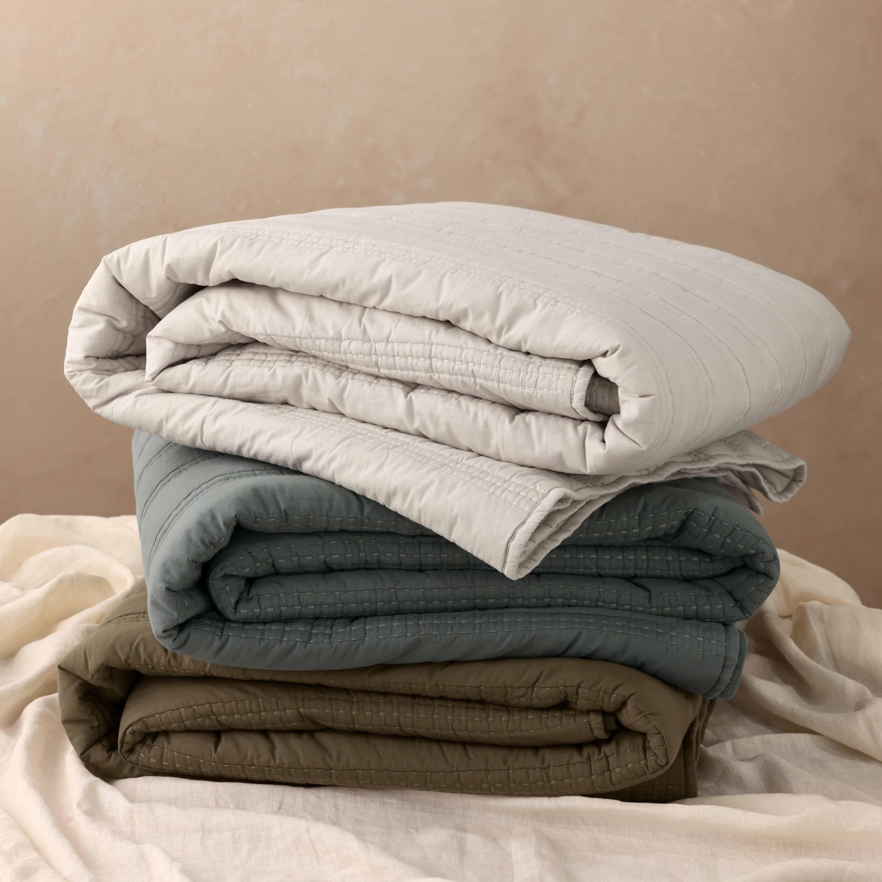 Organic Stonewashed Percale Channel Quilt & Sham Set