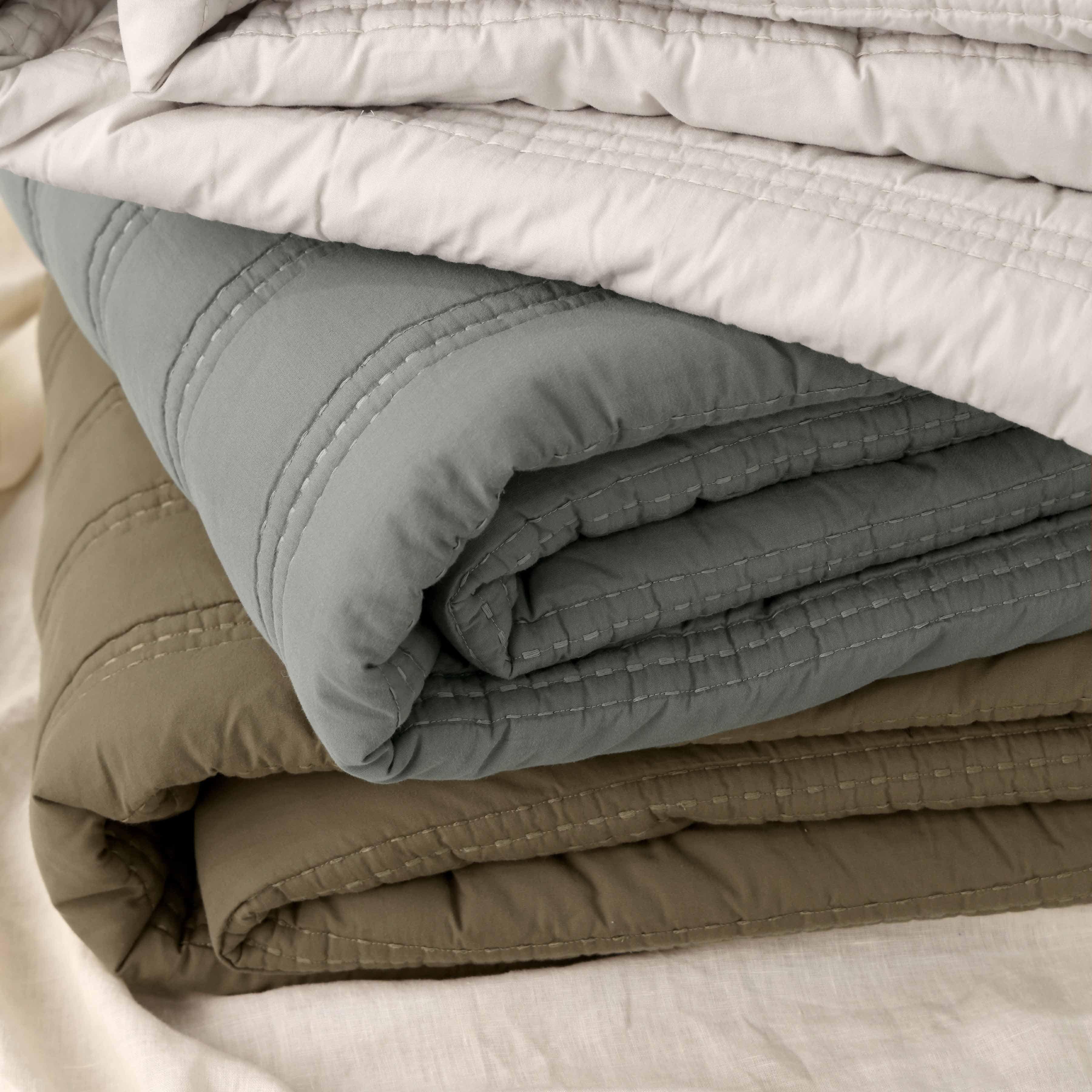 Organic Stonewashed Percale Channel Quilt & Sham Set