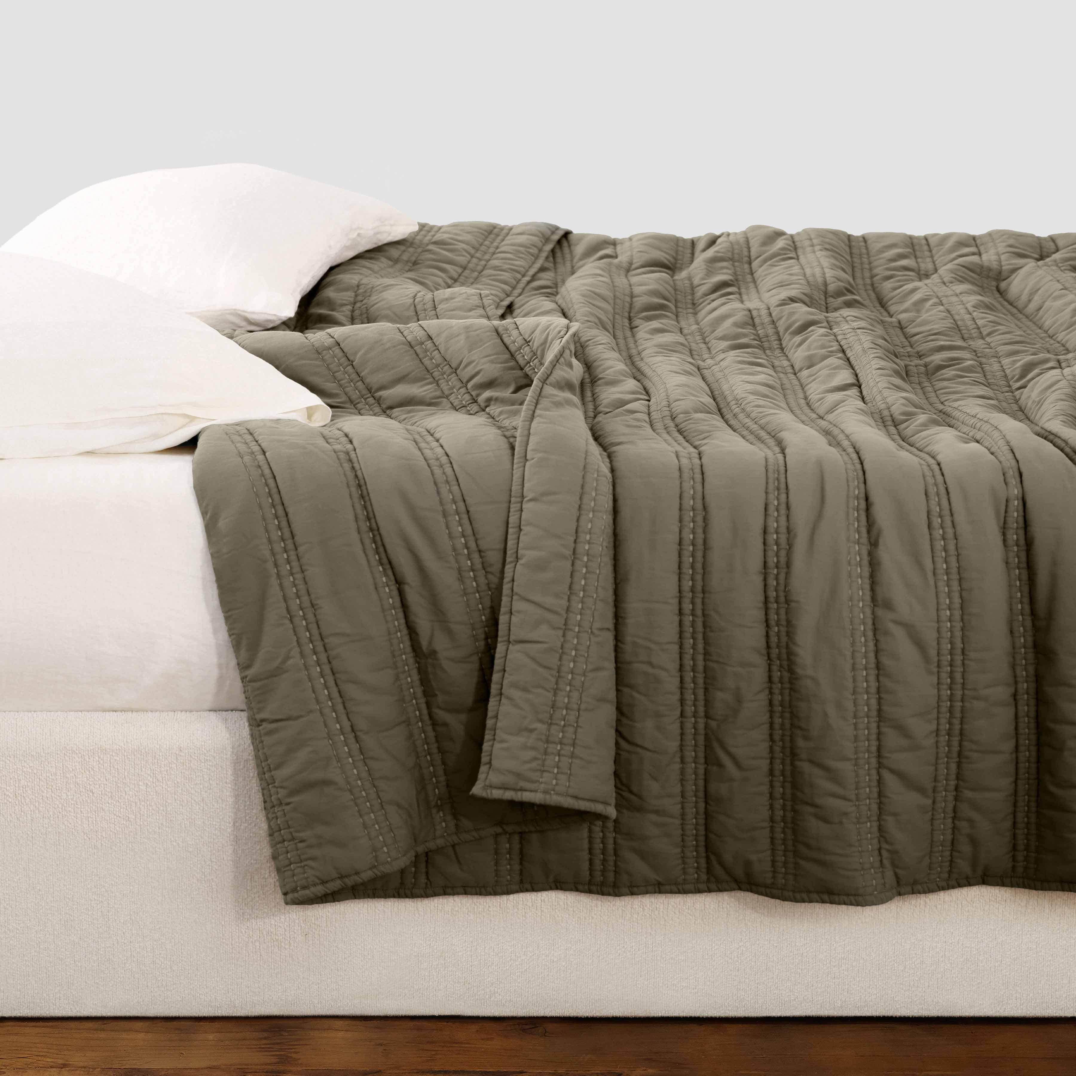 Organic Stonewashed Percale Channel Quilt & Sham Set