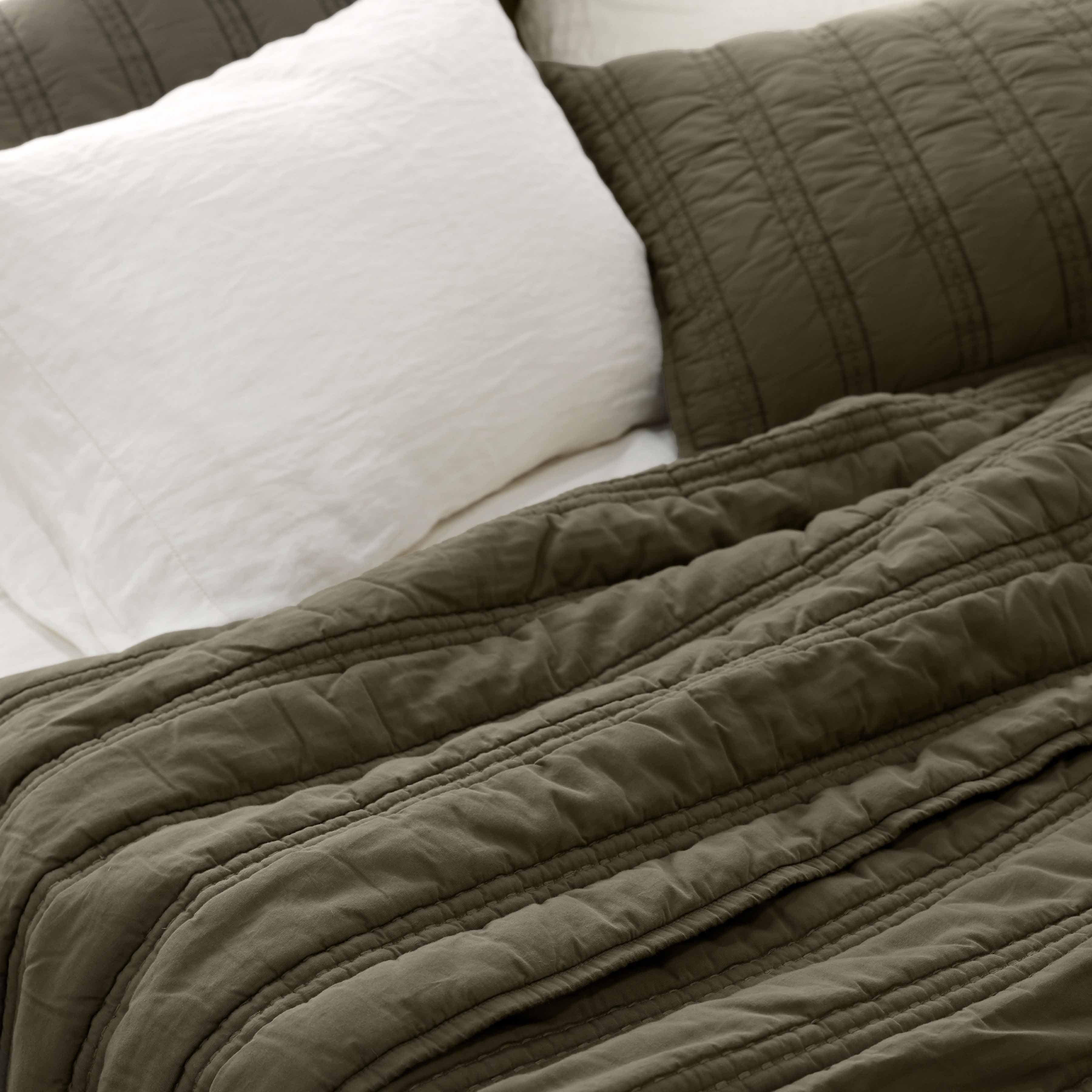 Organic Stonewashed Percale Channel Quilt & Sham Set