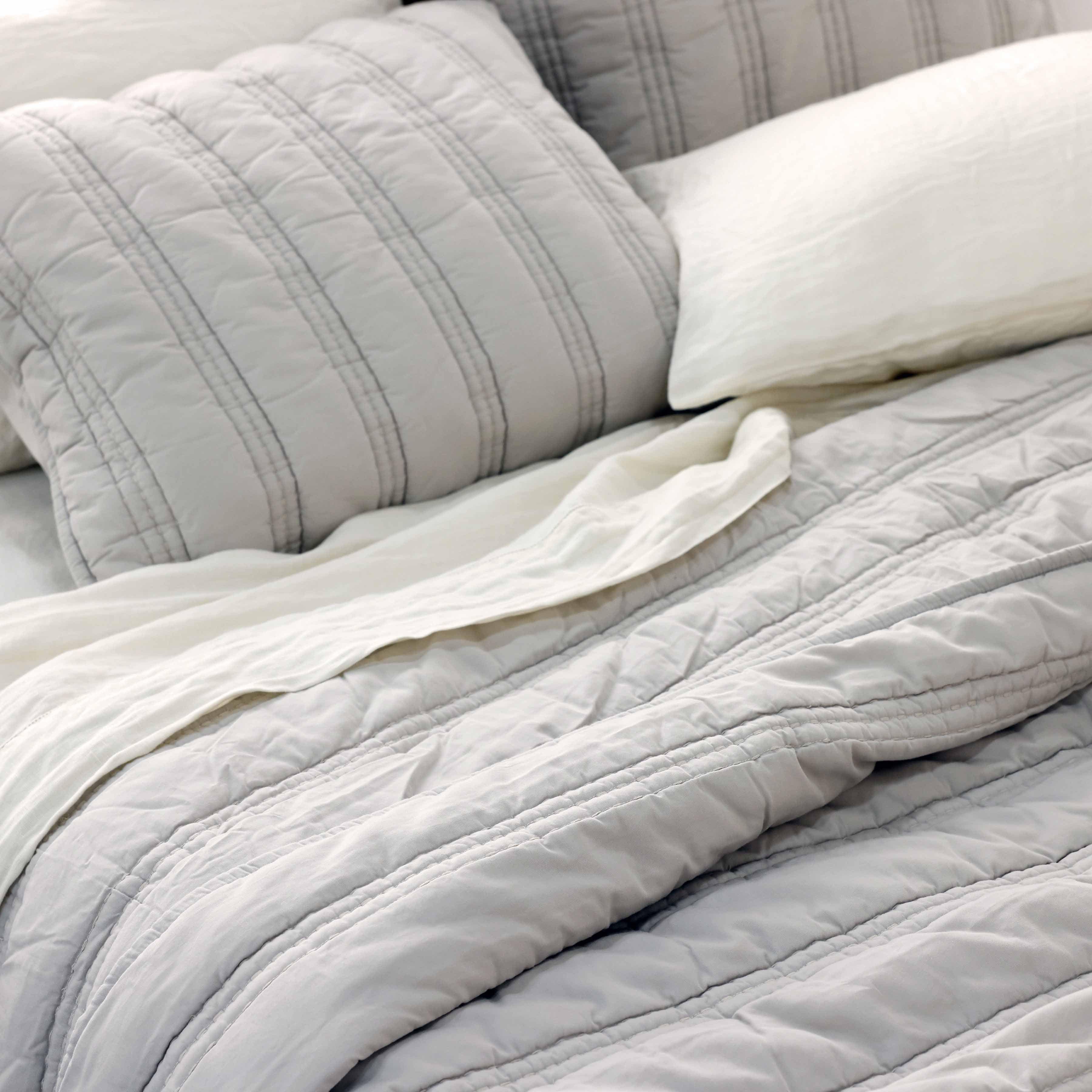 Organic Stonewashed Percale Channel Quilt & Sham Set
