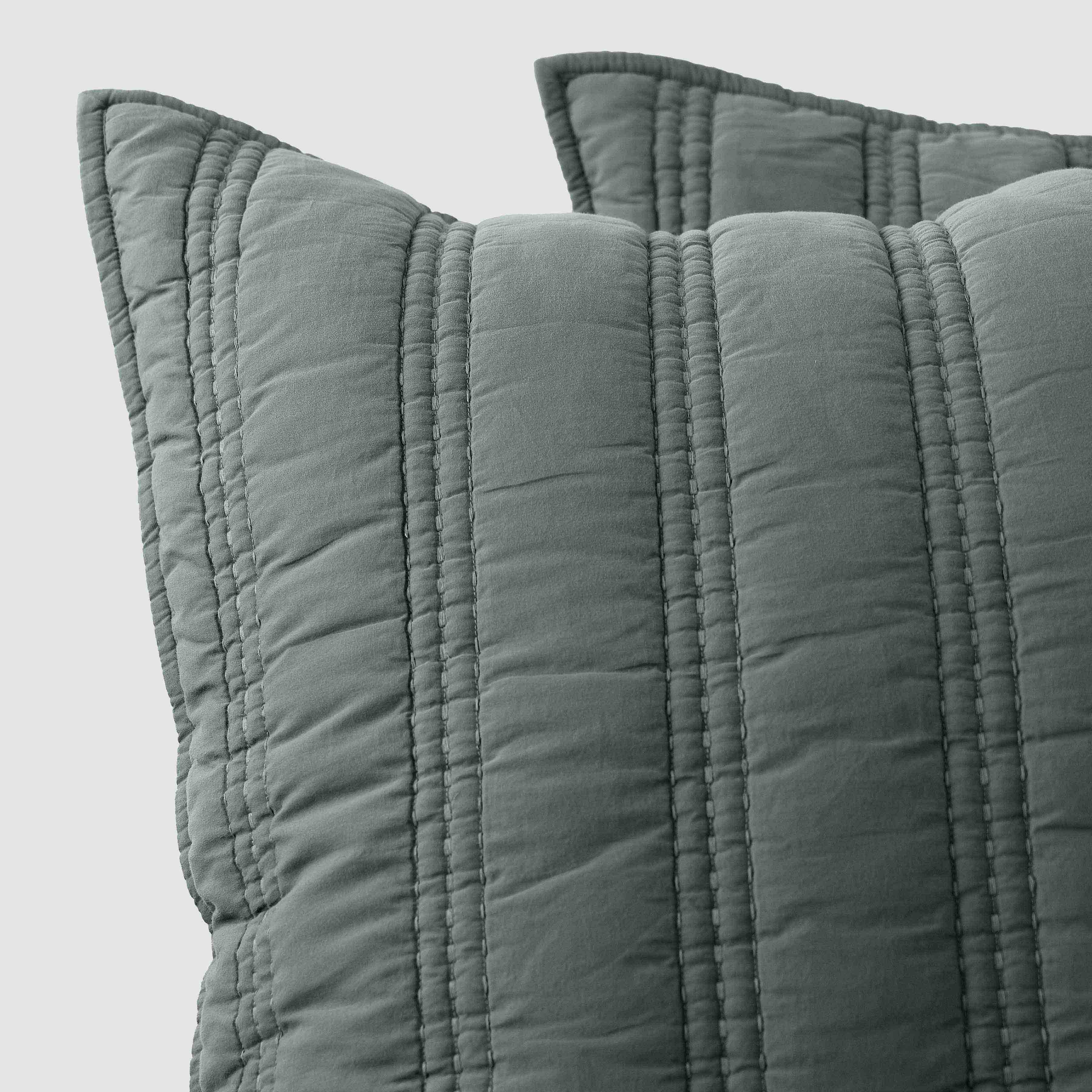 Organic Stonewashed Percale Channel Quilt & Sham Set