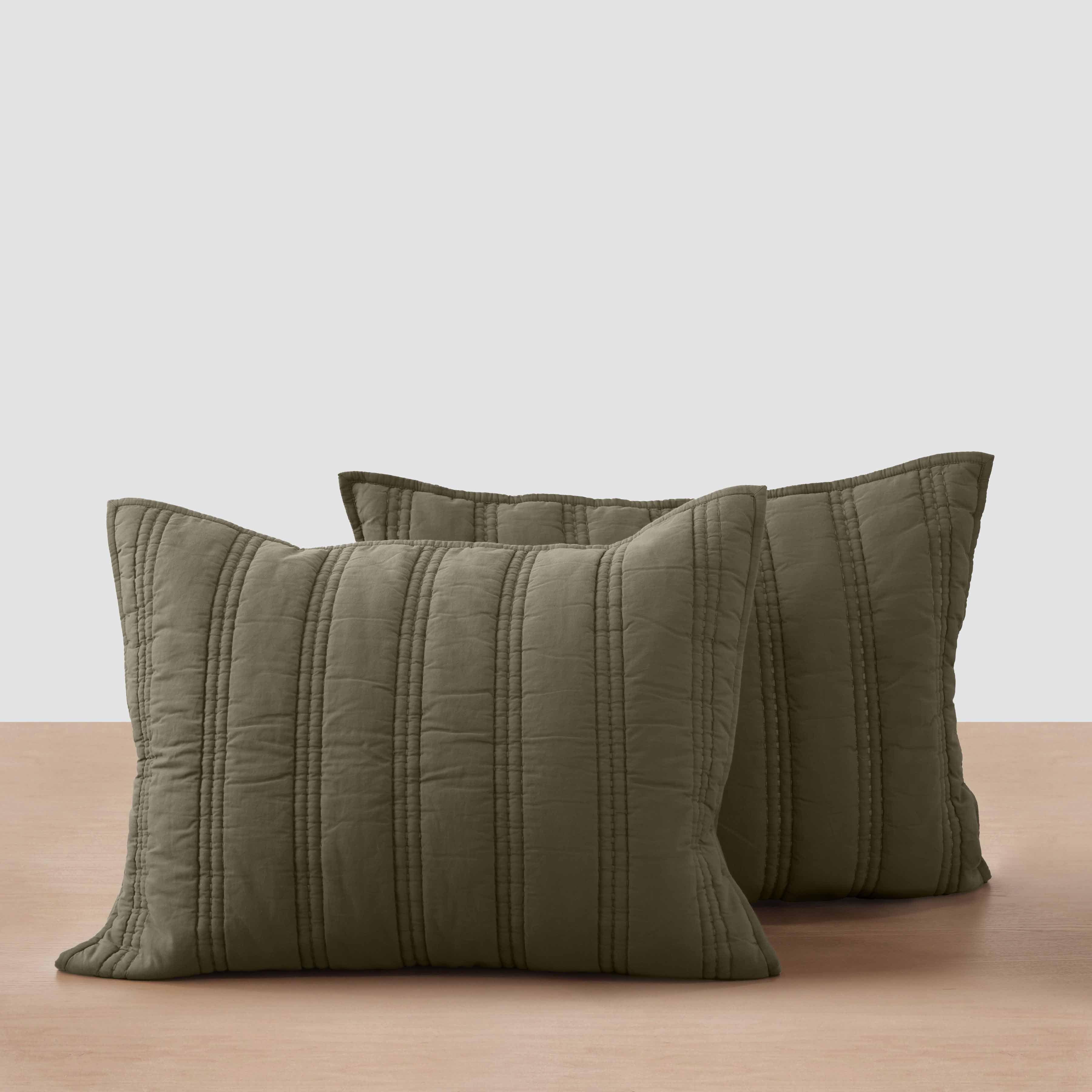 Organic Stonewashed Percale Channel Quilt & Sham Set