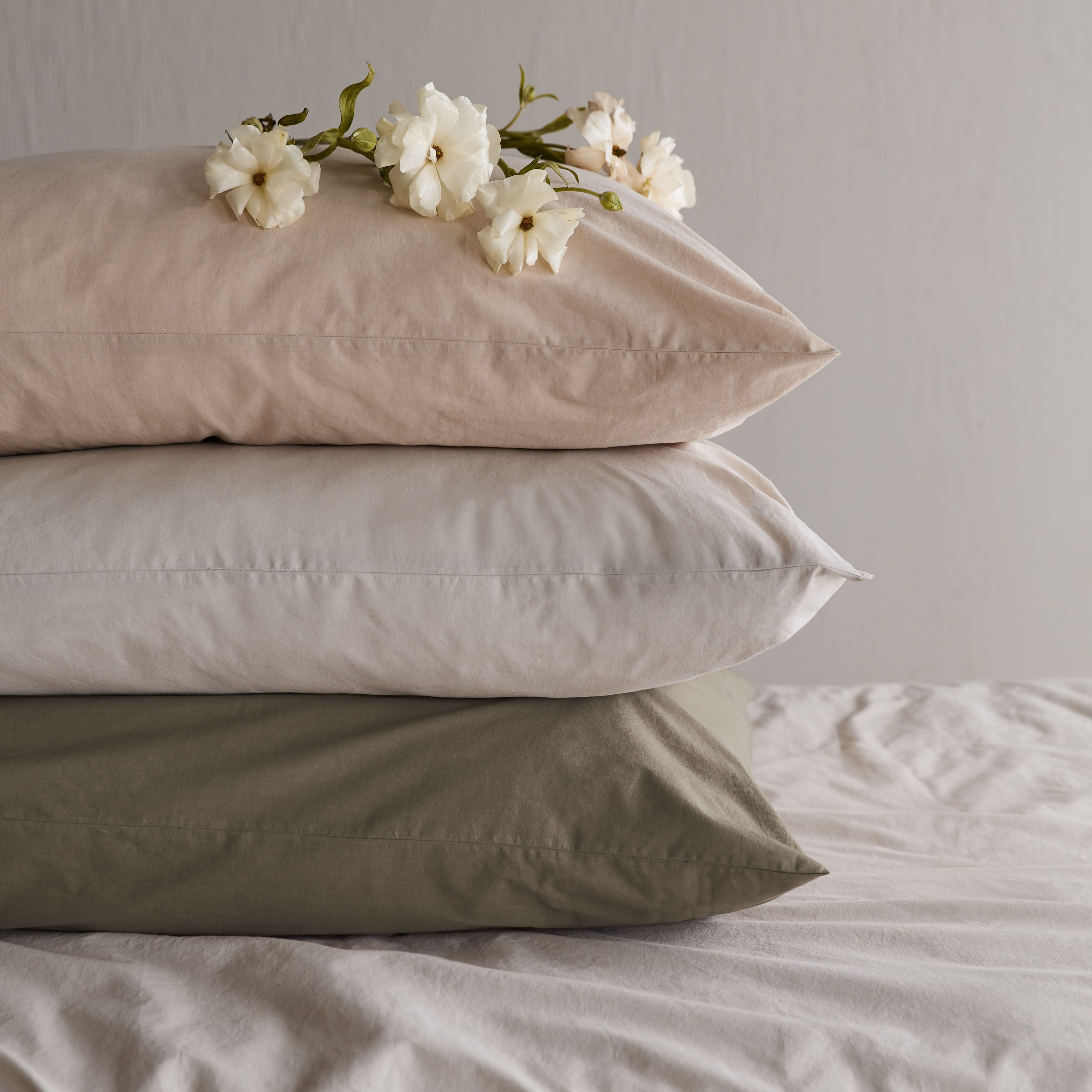 Stonewashed Organic Cotton Percale Pillowcases