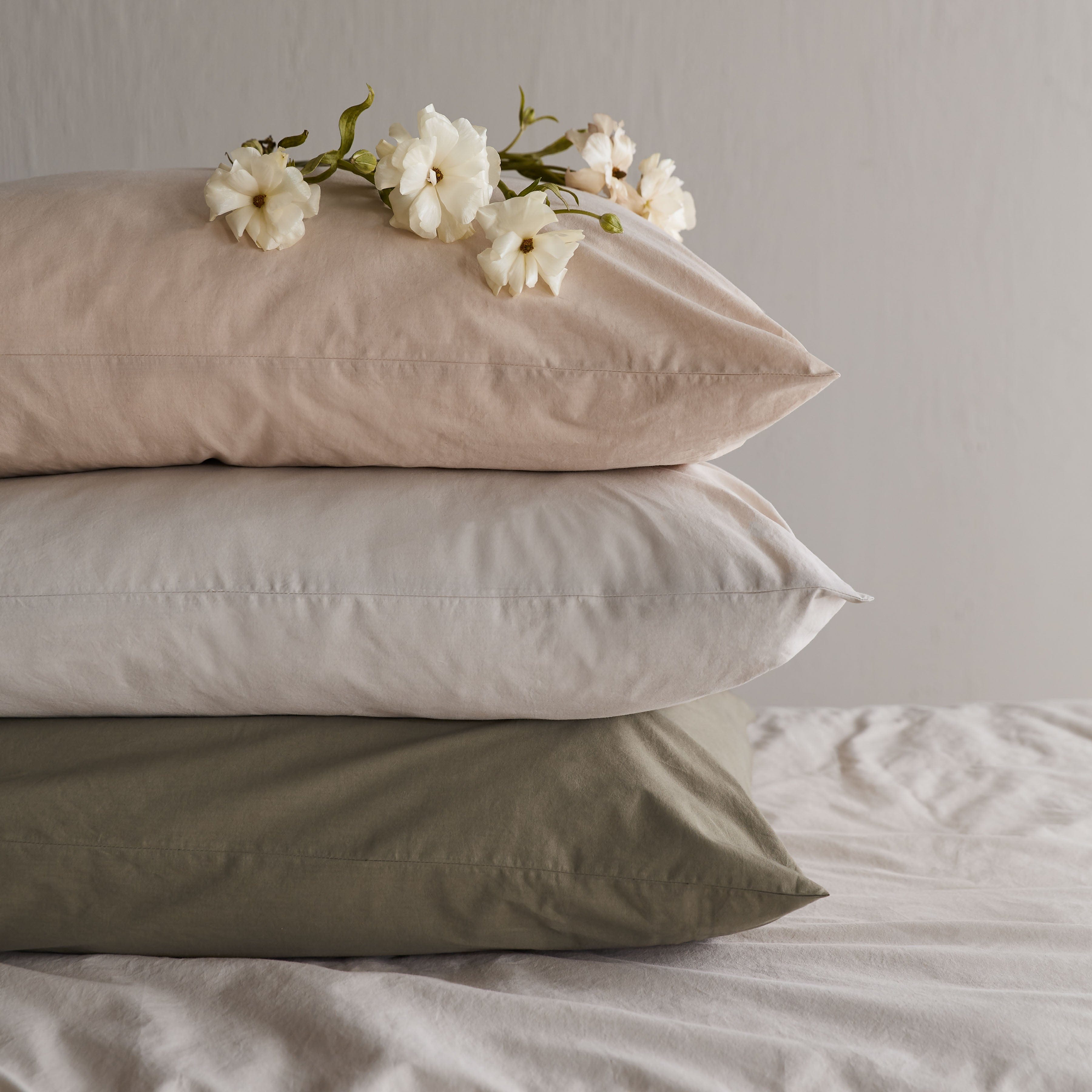 Stonewashed Organic Cotton Percale Pillowcases