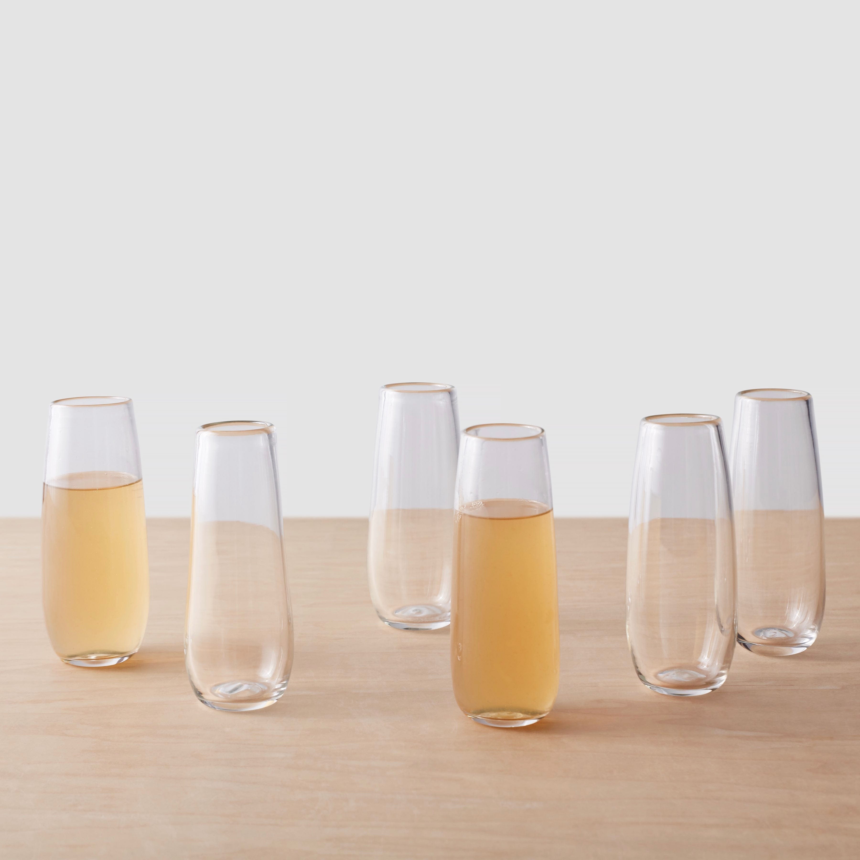 Apasco Recycled Stemless Flute Glasses - 13.5 oz - Set of 6